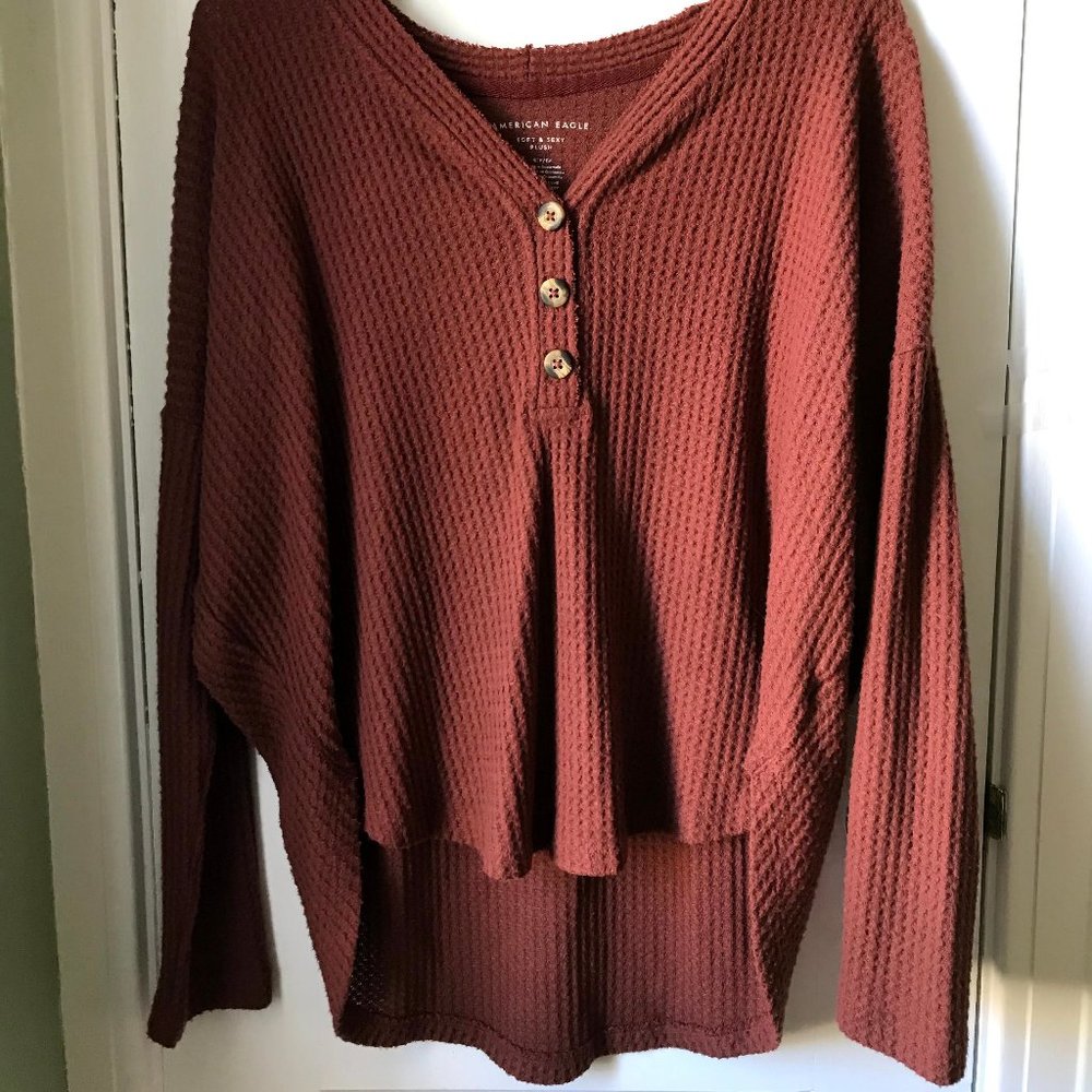 American Eagle Ribbed Long Sleeve Shirt